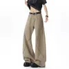 Pantalones Casuales de Algodón Lavado Línea Hassu para Hombre, Pantalones Casuales Sueltos Retro Americanos de Verano, Pantalones de Trabajo Rectos de Pierna Ancha de Moda