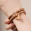 Pulsera de Pulsera de Oración Budista Vintage de Seis Caminos de Cuero de Grano Completo de Ocho Milímetros con Colgante de Loto Hecha a Mano Original