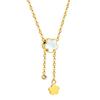 Joyería europea y americana de otoño e invierno, elegante y a la moda, estilo metálico, colgante de flor de durazno, collar de acero inoxidable, cadena para suéter para mujer, versátil, transfronteriza