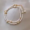 Colar de pérolas de água doce barrocas com costura de contas de arroz pequenas feminino estilo coreano temperamento irregular celebridade da internet corrente de pérola pequena para clavícula
