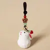 Llavero Colgante de Cochecito de Conejo Blanco Pequeño Tallado en Madera Hecho a Mano, Decoración Linda y Exquisita de Mochila de Madera Maciza, Regalo de Cumpleaños