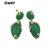 WT-E751 Multicolor Natural Color Opcional Piedra Preciosa Amatista Piedra Destello Doble Piedra Pendientes Clásicos de Banquete para Mujer