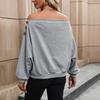 Amazon Transfronterizo 2024 Nuevos Diseños Europeos y Americanos Ropa Tops Otoño Cuello de Una Línea Hombros Descubiertos Sudaderas para Mujeres Venta al por Mayor