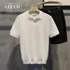 Camisa Polo, camisa de malha, camiseta de manga curta para homens, gola polo, decote V, texturizada, estilo old money, seda gelada, verão, atacado de fábrica transfronteiriço