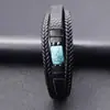 Pulsera Individual de Cuero Turquesa La Más Popular de Amazon para Hombres Europea y Americana de Gran Venta Múltiples Capas de Cuero Trenzado Material de Acero Inoxidable