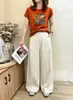 Camiseta de algodão canelado 220g direto da fábrica para mulheres, blusa de manga curta slim-fit Guangzhou Treze Linhas, fornecimento exclusivo da segunda leva de verão