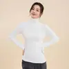 Suéter de punto con cuello alto y forro polar, corte ajustado, engrosado, cálido, de manga larga, adecuado para otoño e invierno, top versátil y elegante para usar como capa base