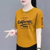 Camiseta de manga corta de marca para mujer, sobrestock de comercio exterior transfronterizo, corte holgado, talla grande, adelgazante, top que disimula la barriga, camisa moderna y elegante