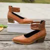 Zapatos de Moda para Mujer de Tallas Grandes Europeos y Americanos 2026 con Cremallera Trasera, Tacón Grueso, Tacón Alto, Tacón Cuadrado, Boca Baja, Hebilla, Zapatos de Salón para Mujer