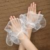 Boda Novia guantes cortos de perlas boda malla rizada con cuentas fotografía verano viaje raqueta joyería accesorios sobremangas