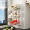 Cesta de Armazenamento de Cebolinha, Gengibre e Alho para Cozinha Cesta Fixada na Parede sem Furos Suporte de Temperos para Gengibre e Alho Artefato de Armazenamento