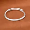 Pulseira Anel Liso Estilo Antigo de Prata Pura 9999, Estilo Jovem da Moda, Pulseira de Prata Pura Empurrar-Puxar Fosca, Presente para Aniversário da Namorada