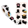 500 Hojas/Rollo Cinta Transfronteriza Punto Caliente Gato Negro Pequeño Dibujo Animado Material para Libreta Pegatinas Decorativas para Sobres