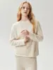 Suéter de cachemira de corte relajado, cuello redondo, suéter tejido, jersey para mujer, de manga larga, grueso, para usar en capas, estilo básico para el día a día