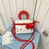 Mochila de Ombro Portátil de Pelúcia Gatinho Hello Kitty Coração de Menina Mochila Fofa de Rua Presente