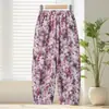 Pantalones Cortos Estampados de Algodón y Lino para Mujeres de Mediana Edad y Mayores, Pantalones Florales Finos de Verano para Abuela, Pantalones Cortos Casuales para Mamá