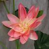 Simulación de nenúfar de tres cabezas, flor de seda, Buda, Salón Guanyin, para flores falsas, decoración floral para el hogar, hoja de loto, accesorios de boda