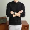 Suéter de Punto Trenzado con Cuello Redondo para Hombre, Cálido, Estilo Old Money, Ropa para Hombre, Lujo Ligero, Gama Alta, Color Sólido, Transpirable, Top Casual