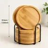 Tapete de Chá de Bambu e Madeira Maciça, Protetor Resistente ao Calor para Mesa de Jantar Grande, Porta-Copos Redondo com Sulco para Cerimônia de Chá em Cafeteria/Restaurante