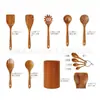 Juego de Utensilios de Cocina de Madera de Acacia, Espátula de Madera Maciza con Mango Largo, Cuchara para Sopa, Colador, Espátula para Cocinar, Herramientas de Cocina para el Hogar