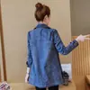 Foto real, chaqueta de mezclilla para mujer primavera/otoño 2025, longitud media, versátil, estilo coreano, adelgazante, holgada, abrigo casual, nuevo modelo de algodón