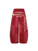Calça Jogger Esportiva Lavada com Estampa de Letras Estilo Americano para Homens e Mulheres, Caimento Solto, Emagrecedora, Calça Casual de Perna Larga para Street Dance