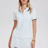 Polo Esportivo com Gola Lapela Manga Curta Feminino para Uso Externo Golfe Tênis Camiseta Manga Curta Color Block Rápida Secagem Top para Trabalho