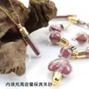 Collar con Colgante de Botella de Cinabrio Chapado Eléctricamente en Oro Real de 18 Quilates que Conserva el Color, Caja Gawu de Cinabrio con Forma de Corazón y Gota de Agua, Collar con Colgante de Arena Dorada Púrpura