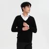 Suéter de Punto de Lana Pura con Cuello en V para Hombre Otoño e Invierno Suéter Jersey Manga Larga Suéter Base Cálido Interior para Hombre