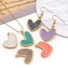 Pingente de Coração de Pêssego Esmaltado Grande de Aço Inoxidável 18x21mm Salpicado com Ouro Pingando Óleo para Colar DIY Corrente de Celular Acessórios de Joias