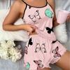 Conjunto de Pijama para Mujer con Estampado de Mariposas, Estilo Europeo y Americano, Cómodo y Moderno Camisol y Shorts para Estar en Casa, Se Puede Usar Afuera