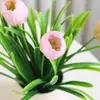 Flor Artificial Tulipán Minimalista de Lujo Ligero en Maceta Adorno Decorativo Moderno para Sala de Estar Mueble de TV Flor Artificial Maceta con Planta Verde