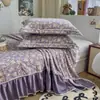 2026 Nuevo Modelo Brocado de Nube Encaje de Algodón Estilo Sábana Grande Faldón de Cama Juego de Tres Piezas Algodón Lavado Estilo Coreano Estilo Princesa