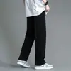 Calça Esportiva Masculina de Verão, Fina, Solta, Tamanho Grande, Perna Reta, Feita de Seda Gelada com Caimento Fluido, Adequada para Comércio Exterior