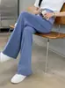 Calça de Verão de Cintura Alta com Suporte para Barriga, Perna Larga, para Gestantes, Solta, Fluida, Multicor, Roupa Externa