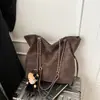 Bolsa Tote Grande de Tecido Simples Transfronteiriça Bolsa Transversal para o Dia a Dia Moda Casual Bolsa de Ombro com Corrente