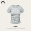 Camiseta Corta de Manga Corta de Marca Americana de Moda Verano 2025 para Personas Bajitas, Top Delgado de Fitness Yoga para Mujeres, Hecho a Medida