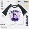 Camiseta linda y adorable de anime de manga corta para niños, estilo raglán delgado, top de verano para niñas, manga corta de verano para niñas