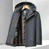 2026 Invierno Ropa para Papá de Mediana Edad y Mayor Casual de Negocios para Hombre Chaqueta de Algodón Gruesa con Forro de Terciopelo y Capucha Desmontable Ropa de Abrigo Cálida