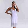 Pijama Nuevo para Mujer 2025 Comercio Exterior Pijama Camisola de Rayón con Encaje de Color Sólido para Mujer Venta al por Mayor Transfronteriza