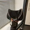 Bolsa de Corrente de Pérolas Feminina Moda Tendência Bordada Bolsa Dumpling 2025 Verão Bolsa de Ombro Versátil de Alta Qualidade