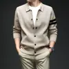 Suéter Cardigan de Cuello Cruzado Nuevo para Hombre, Suéter de Punto Sencillo de Color Sólido, Chaqueta de Punto para Negocios, Dropshipping