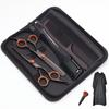 Tijeras de peluquería de tornillo de 6 pulgadas de alto, tijeras planas, tijeras de entresacar, alta calidad, negro, naranja, delgadas, herramientas de peluquería domésticas, corte de cabello