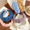 Faixa de Cabeça de Lã Azul Klein Retrô para Mulheres, Faixa Larga Plissada, Acessórios de Cabelo Elegantes para Lavar o Rosto, Versátil Outono e Inverno