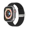 Adequado para Pulseiras de Apple Watch Watch S1-S10 Geração Fivela Ondulada Imitação de Aço Pulseira de Silicone Se Ultra Universal