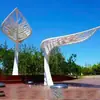 Arcada Curva de Aço Inoxidável, Estrutura de Aço de Forma Especial, Corredor Paisagístico, Pavilhão de Metal Moderno para Parque, Escultura de Ferro em Forma de Árvore