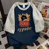 Camiseta Divertida e Fofa com Estampa de Desenho Animado e Design Color-Blocking de Manga Curta 2026 Verão Novo Top Vintage