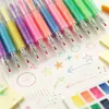 Caneta acrílica retrátil com corpo transparente, conjunto de caixa com 12 cores, caneta marca-texto clássica que não desbota, caneta para journaling e pintura de rabiscos