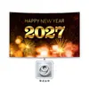 Banner de Año Nuevo 2027 Personalizado Fondo Feliz Año Nuevo Amazon Fiesta en Casa Bandera para Fiesta al Aire Libre