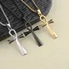 Collares transfronterizos europeos y americanos para hombre y mujer, colgantes de cruz de superficie lisa de acero inoxidable personalizados, accesorios de cadena para suéter, venta al por mayor, no se decoloran